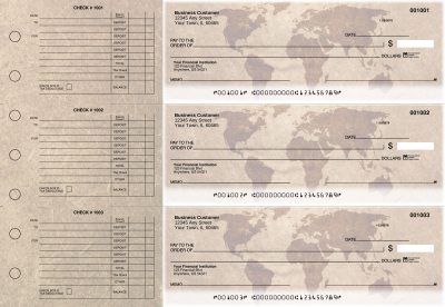 World Map Accounts Payable Designer Business Checks | BU3-CDS26-DED
