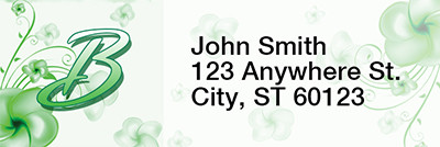 Floral Monogram B Rectangle Address Labels | LRRMONO-02B