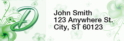 Floral Monogram D Rectangle Address Labels | LRRMONO-02D