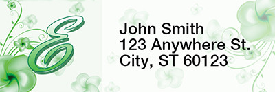 Floral Monogram E Rectangle Address Labels | LRRMONO-02E