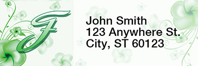 Floral Monogram F Rectangle Address Labels | LRRMONO-02F