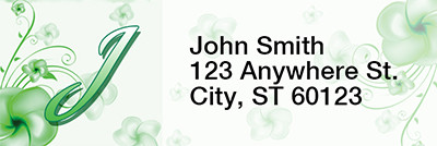 Floral Monogram J Rectangle Address Labels | LRRMONO-02J
