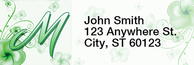 Floral Monogram M Rectangle Address Labels | LRRMONO-02M