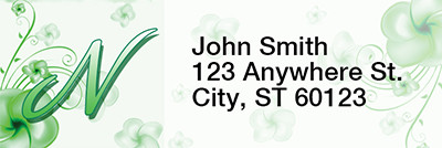 Floral Monogram N Rectangle Address Labels | LRRMONO-02N