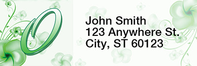 Floral Monogram O Rectangle Address Labels | LRRMONO-02O