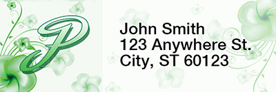 Floral Monogram P Rectangle Address Labels | LRRMONO-02P