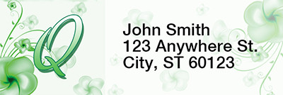 Floral Monogram Q Rectangle Address Labels | LRRMONO-02Q