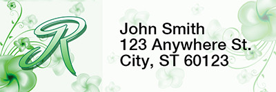 Floral Monogram R Rectangle Address Labels | LRRMONO-02R