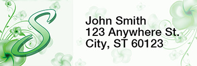 Floral Monogram S Rectangle Address Labels | LRRMONO-02S