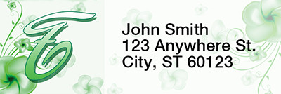 Floral Monogram T Rectangle Address Labels | LRRMONO-02T