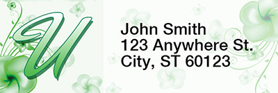 Floral Monogram U Rectangle Address Labels | LRRMONO-02U