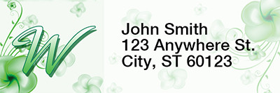 Floral Monogram W Rectangle Address Labels | LRRMONO-02W