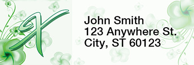 Floral Monogram X Rectangle Address Labels | LRRMONO-02X