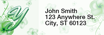 Floral Monogram Y Rectangle Address Labels | LRRMONO-02Y