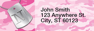 Dog Tag Monogram N Rectangle Address Labels | LRRMONO-04N