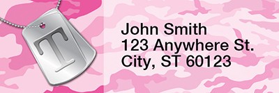 Dog Tag Monogram T Rectangle Address Labels | LRRMONO-04T