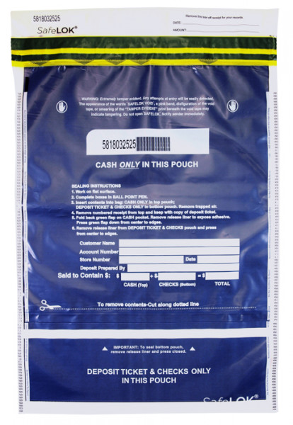 Clear Vertical Twin SafeLok Deposit Bag, 14'' X 20''