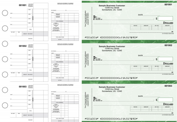 Green Marble Itemized Disbursement Payroll Business Checks | BU3-7GMA01-IDP