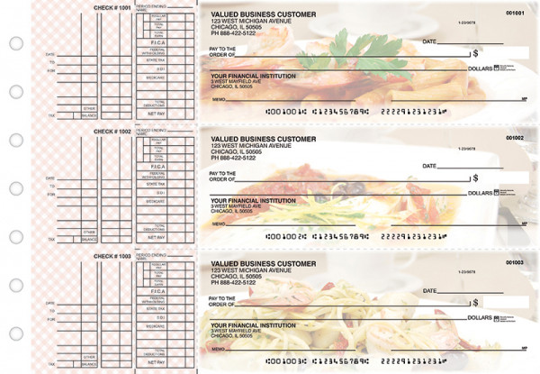 Italian Cuisine Multi Purpose Designer Business Checks  | BU3-CDS05-DEP