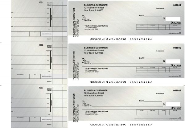 Brushed Metal Invoice Business Checks | BU3-CDS23-INV