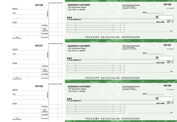 Green Marble Itemized Payment Business Checks | BU3-GMA01-IPR
