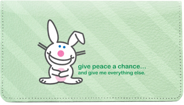 Its Happy Bunny Peace Leather Cover