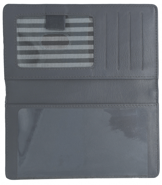 Grey Premium Leather Checkbook Cover