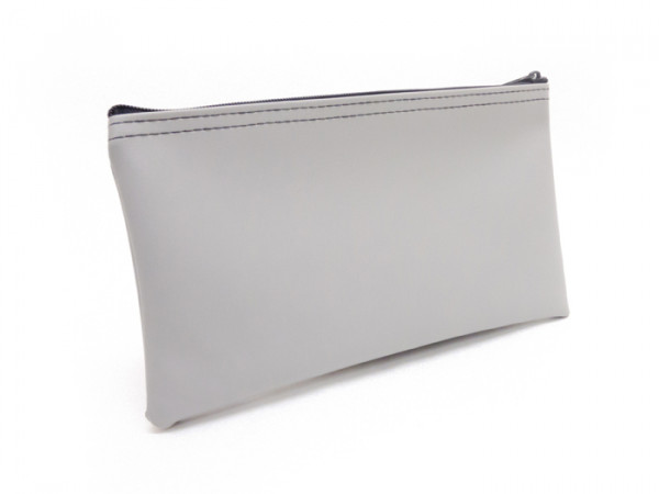 Grey Zipper Bank Bag, 5.5" X 10.5"
