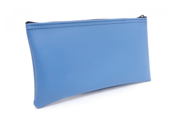 Light Blue Zipper Bank Bag, 5.5" X 10.5"