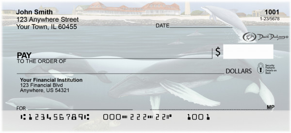 Whales And Lighthouse Personal Checks By David Dunleavy