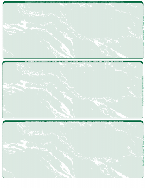 Green Marble Blank 3 Per Page Laser Checks