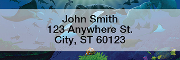 Whales and Lighthouse Narrow Address Labels by David Dunleavy