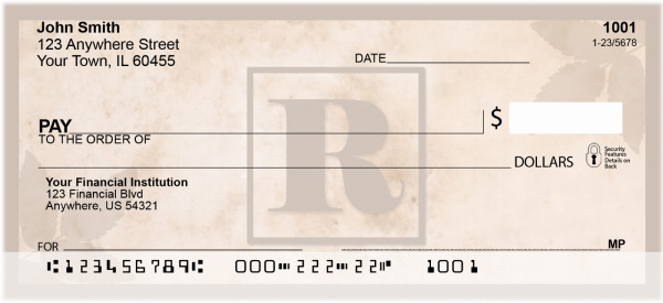 Simplistic Monogram 'R' Personal Checks | MONO-01R