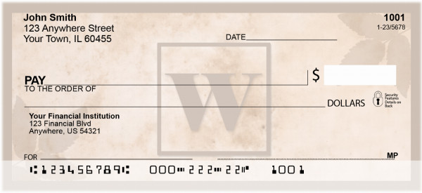 Simplistic Monogram 'W' Personal Checks | MONO-01W
