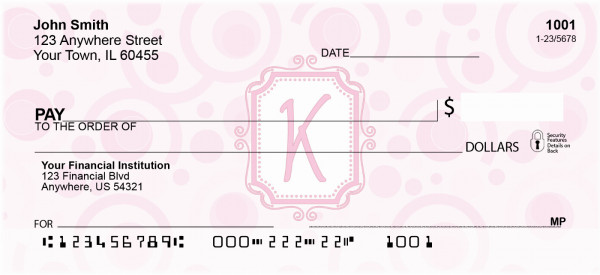 Bubbly Monogram K Personal Checks | MONO-05K