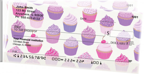 Colorful Cupcakes Side Tear Personal Checks