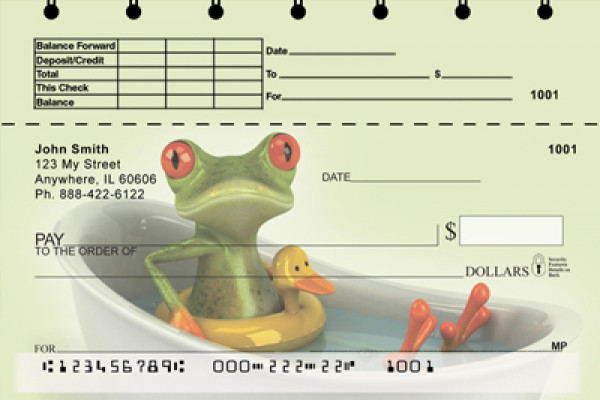 Funky Frogs Top Stub Personal Checks | TSEVC-03