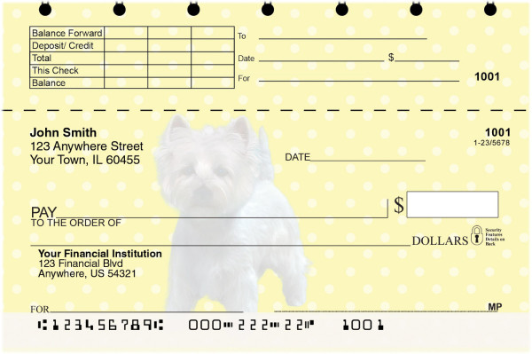 Westie Pups Keith Kimberlin Top Stub Checks | TSKKM-32