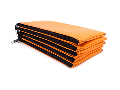 Orange Zipper Bank Bag 5.5 X 10.5